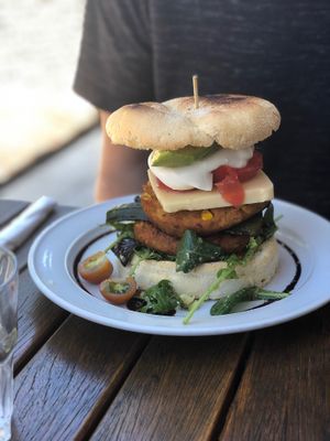 Vegan burger at Powerhouse Cafe in Hanmer Springs