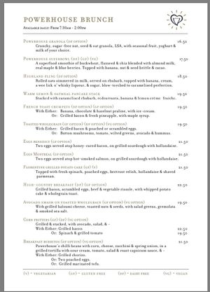 Menu at Powerhouse Cafe in Hanmer Springs