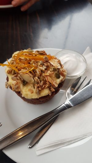 Vegan carrott cake at Powerhouse Cafe in Hanmer Springs