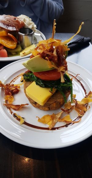 The corn Kumar stack at Powerhouse Cafe in Hanmer Springs