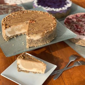 Caramel Pecan ~ Decadent Whole Frozen Dream Cream Pie at Cashew Dream Cream in Los Angeles