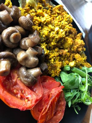 Open tofu scramble wrap at Onda Food House in Aireys Inlet