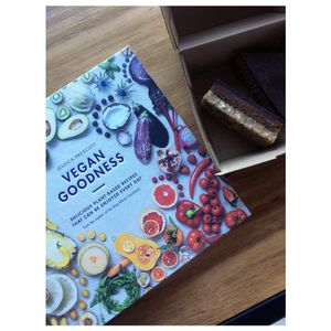 Vegan cookbook and raw vegan slices. at Onda Food House in Aireys Inlet