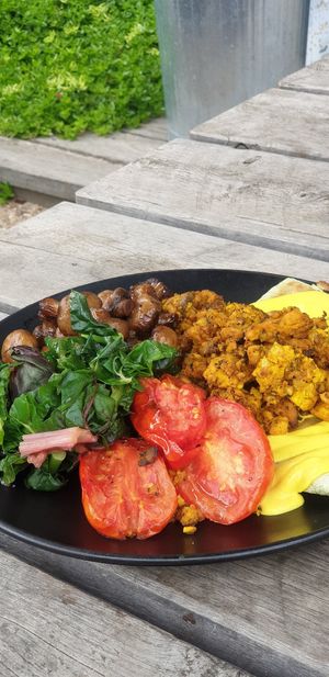 Amazing scrambled tofu - open wrap at Onda Food House in Aireys Inlet