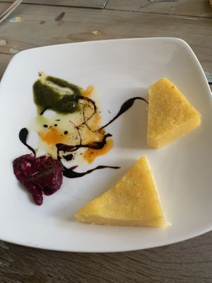 Polenta appetizer greeting  at Veggitalia in Puerto Vallarta