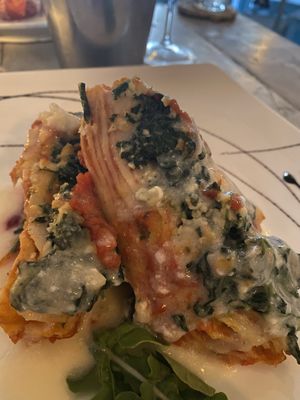 Amazing homemade manicotti   at Veggitalia in Puerto Vallarta