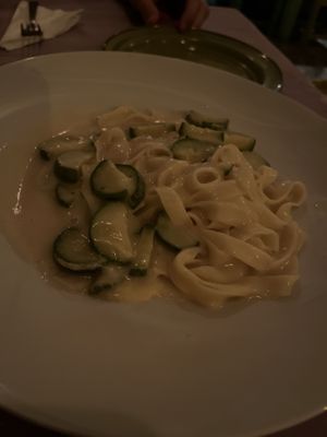 Tagliatelle with zucchini   at Veggitalia in Puerto Vallarta