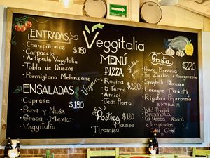 Menu  at Veggitalia in Puerto Vallarta