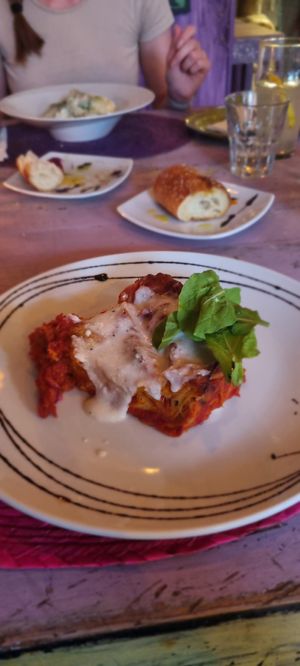 Vegan lasagna at Veggitalia in Puerto Vallarta