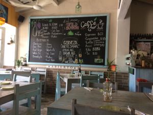 drink menu board at Veggitalia in Puerto Vallarta