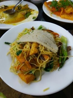 noodles with vegetables at Ngu Ha Garden Vegetarian Restaurant in Hue