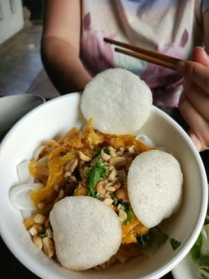 rice noodles with peanut at Ngu Ha Garden Vegetarian Restaurant in Hue