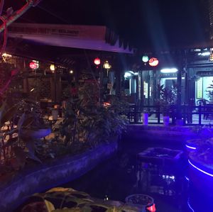 Water feature at Ngu Ha Garden Vegetarian Restaurant in Hue