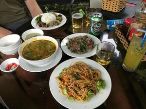 Lunch for two, 100k dong ($4) @July 2017 at Ngu Ha Garden Vegetarian Restaurant in Hue