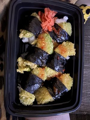 Tempora Fried avocado sushi  at VeGreen in Duluth