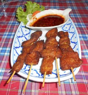 J.N.A Vegetarian food Jomtien- Chicken Satay > way to salty at JNA Vegetarian Food in Pattaya