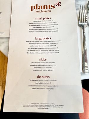 Vegan menu at Plants by Deliciously Ella in London
