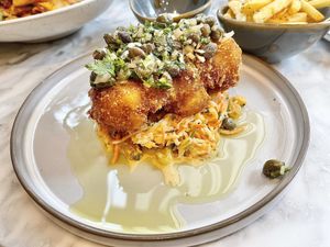 Vegan cauliflower schnitzel at Plants by Deliciously Ella in London