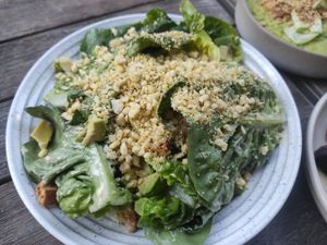 Macadamia parmesan salad at Plants by Deliciously Ella in London