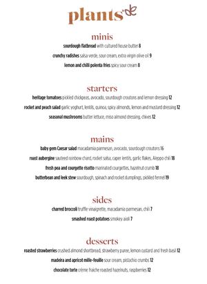 Menu 2022  at Plants by Deliciously Ella in London