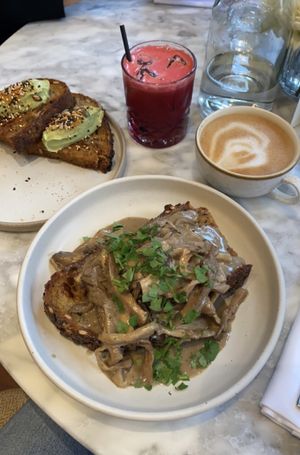 Truffle mushrooms, and avo mousse  at Plants by Deliciously Ella in London