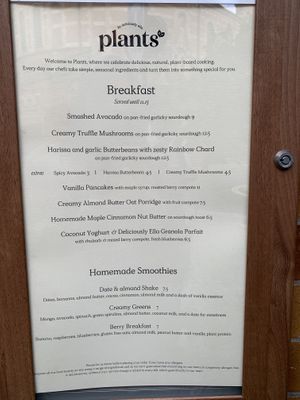 Breakfast menu  at Plants by Deliciously Ella in London