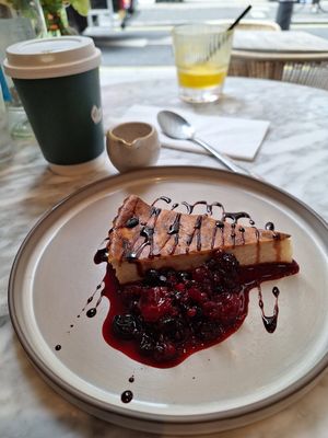Sour cherry cheesecake at Plants by Deliciously Ella in London