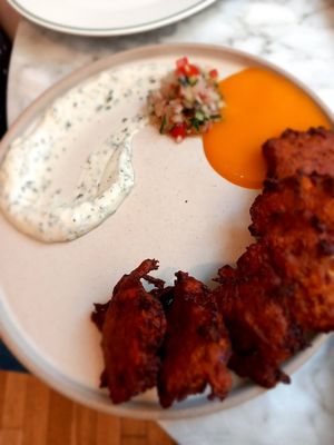 Chickpea fritters at Plants by Deliciously Ella in London