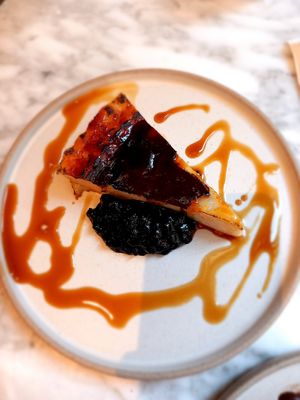 Creme brulee with blueberries at Plants by Deliciously Ella in London