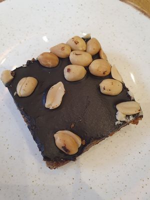 Chocolate peanut butter fudge cake at Plants by Deliciously Ella in London