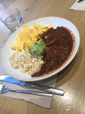 Rice with beans and guac at Plants by Deliciously Ella in London