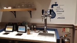 Water fountain at Plants by Deliciously Ella in London