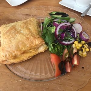 cheese and onion vegan pasty at Boo-Tea-Licious Tea Rooms in Paphos