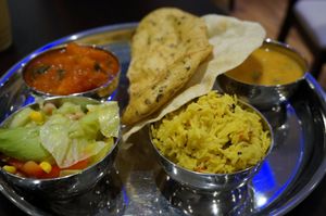 Medium Thali + Naan at HealthyWealthy in North London