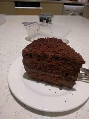 Chocolate cake at HealthyWealthy in North London