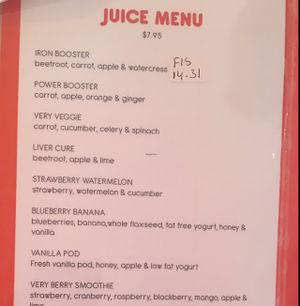 juice menu 1 at GiGi's in Simpson Bay