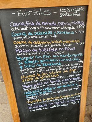 Carta toda sin gluten at Vía-Organica in Tenerife