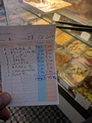 lunch for 2 with only small tomato juice to share... 45 euro! FORTY-FIVE EUROS for reheated food for 2. Worst place on the island if not all of Spain! at Vía-Organica in Tenerife