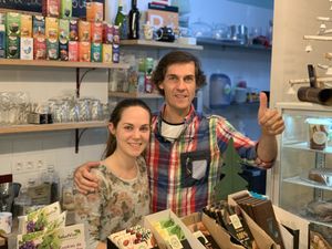 Happy to serve! at Vía-Organica in Tenerife