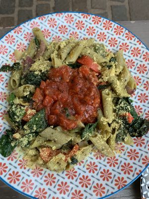 Pesto pasta at Vía-Organica in Tenerife