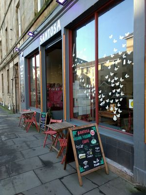 outside at Santosa Wellness Centre Cafe in Edinburgh