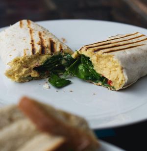 Hummus wrap at Santosa Wellness Centre Cafe in Edinburgh