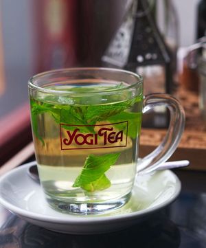 Mint tea at Santosa Wellness Centre Cafe in Edinburgh