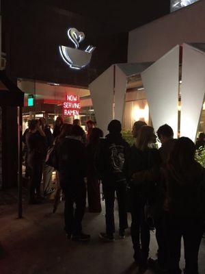 Line out of the door at Tatsu Ramen - Melrose in Los Angeles