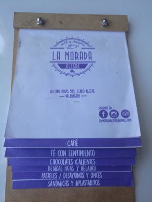Menu at La Morada Alegre in Valparaiso