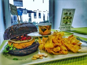 So delicious & such variety of burger ? yum! at Vegana Burgers - Mercado de Campo de Ouriqu in Lisbon