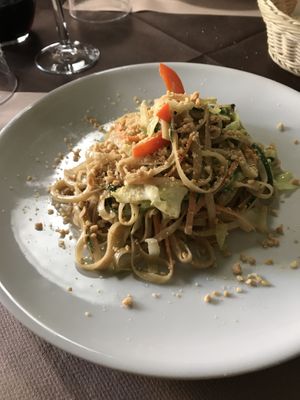 Tagliatelle thai (peanuts and lime) at La Tecia Vegana in Venice