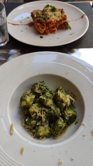 Gnocchi with pesto at La Tecia Vegana in Venice