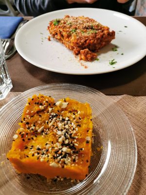 Zucca (pumpkin) very tasty but not worth 6 euros at La Tecia Vegana in Venice