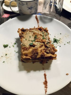 Delicious lasagne at La Tecia Vegana in Venice